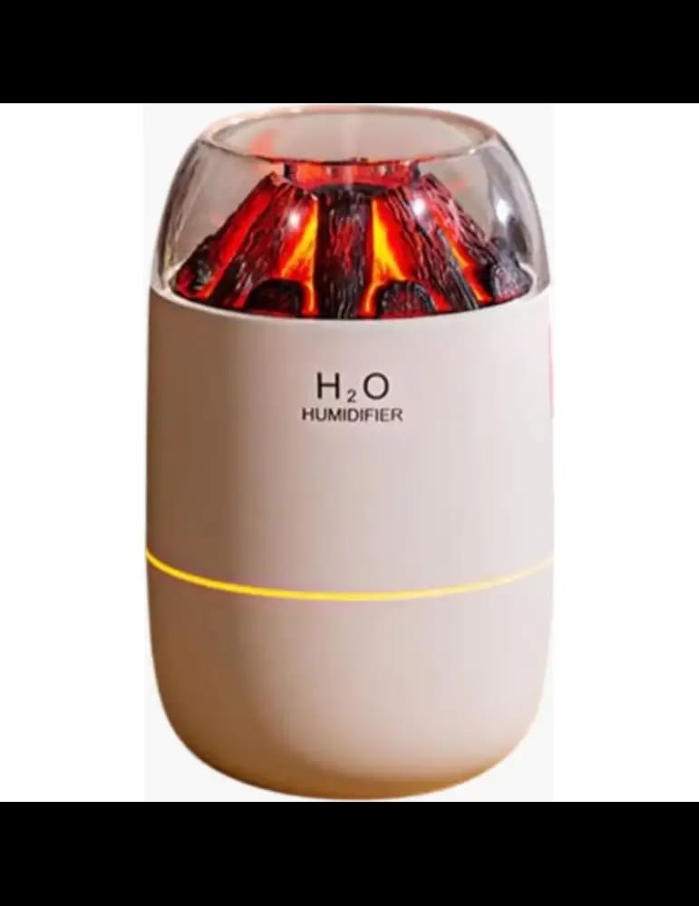 Humidificateur &amp; Diffuseur Volcan – Effet Flamme LED, Ultrasonique USB