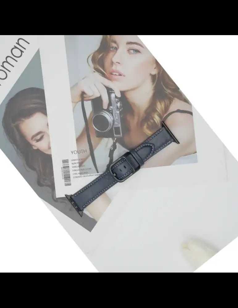 Ceinture En Cuir Pour Apple watch - Bleu Nuit