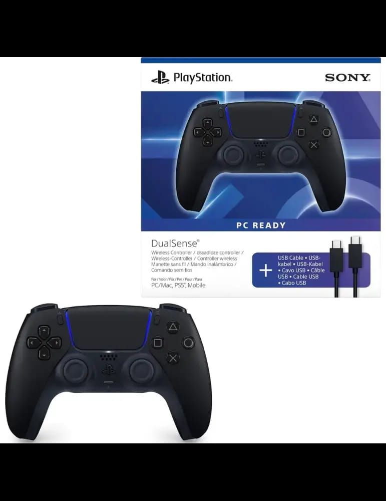 Manette Sans Fil Sony DualSense pour PlayStation 5 (avec Câble USB-C PC) - Noir