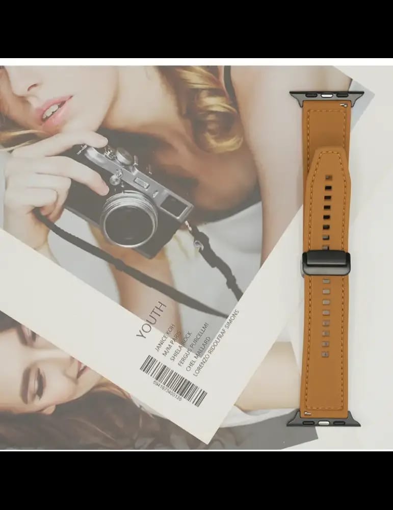 Ceinture Magnétique en Silicone pour Apple Watch à effet cuir Caramel - WATCH BAND