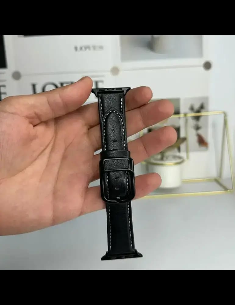 Ceinture En Cuir Pour Apple Watch - Noir