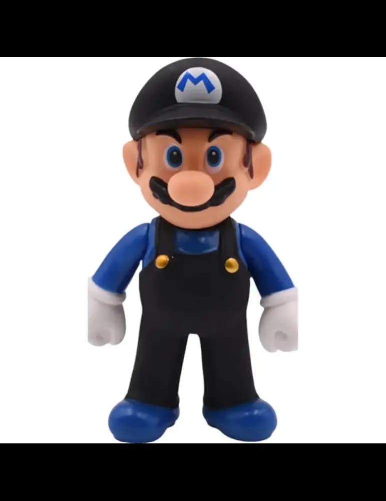 Figurine Mario en Tenue Cosplay Casquette Noire 12cm
