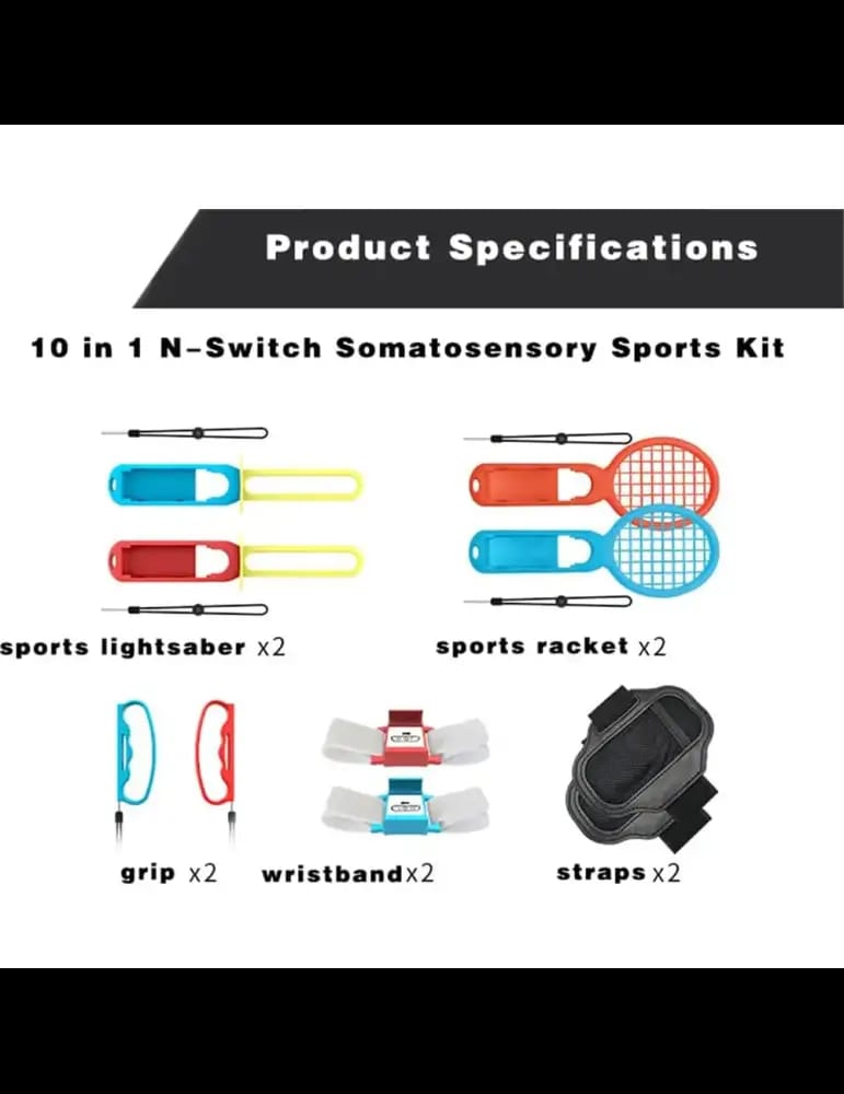 Pack d'Accessoires de Sport 10-en-1 pour Nintendo Switch HBS-447 - iPlay