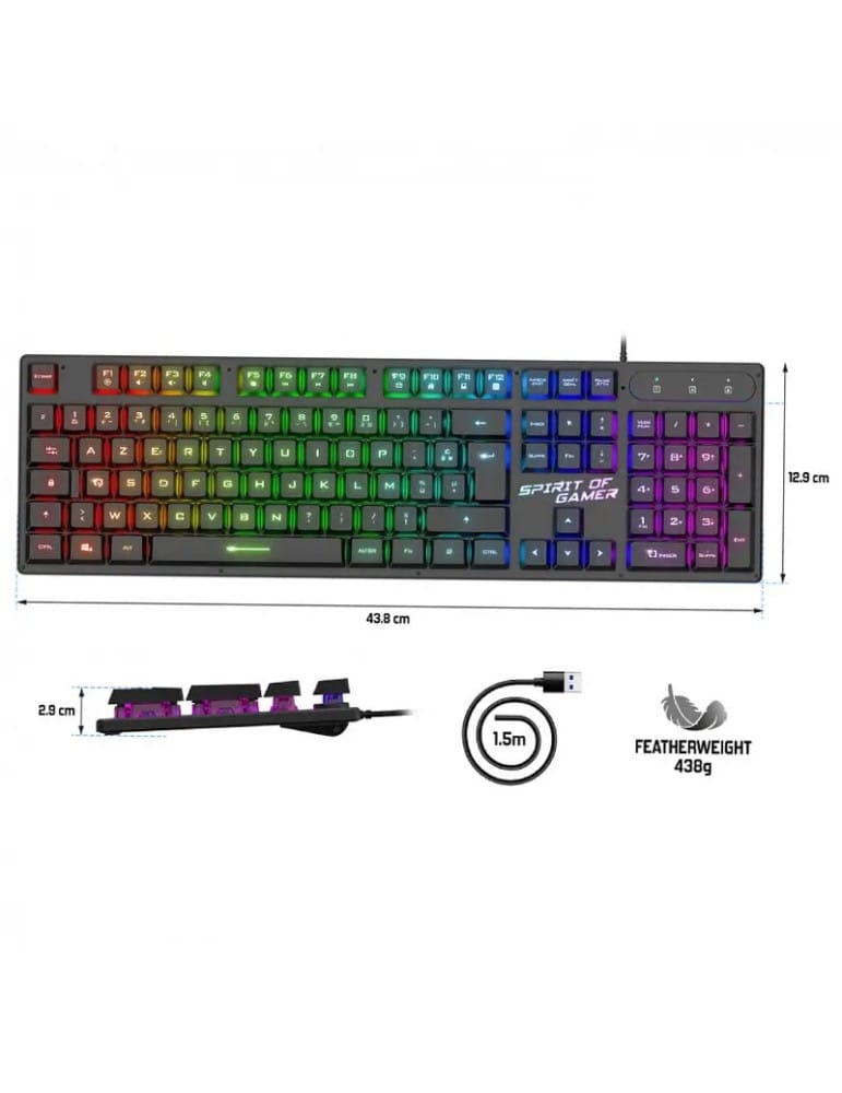 SPIRIT OF GAMER PRO-K1 - Clavier Gamer Semi-Mécanique RGB