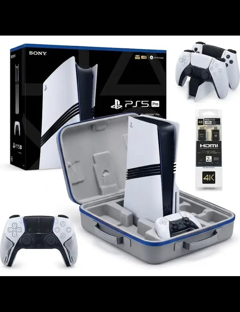 Pack Pro Console PS5 Pro: Câble HDMI + Support Manette + Valise de Transport
